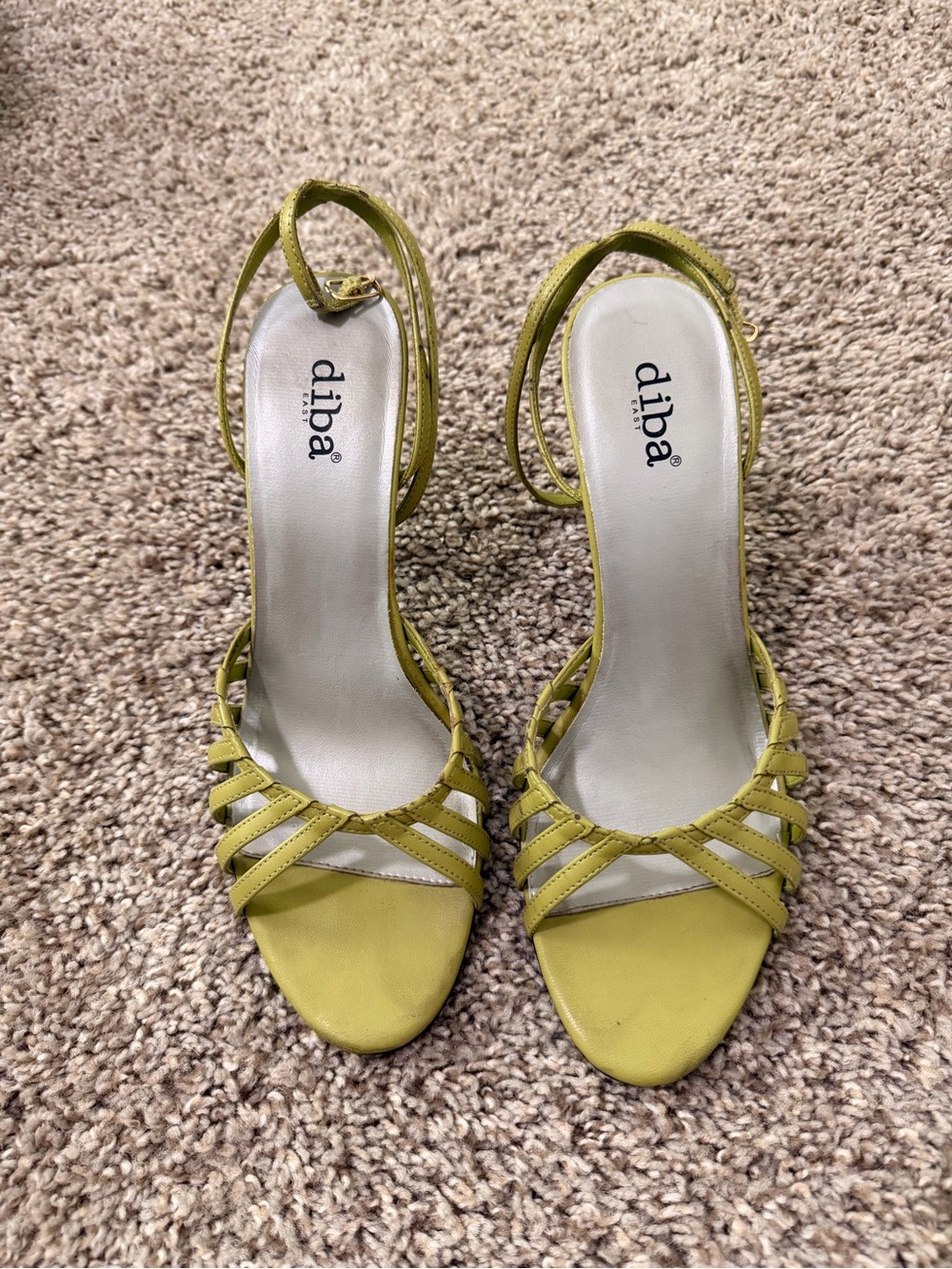 Diba Olive Green Strappy High Heel Sandals